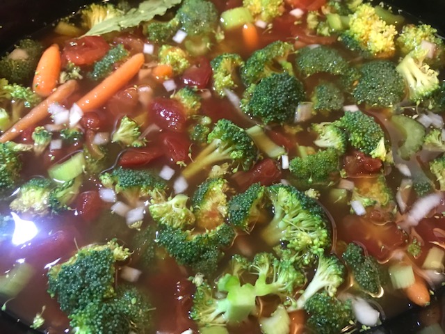 vegetable lentil soup in slow cooker